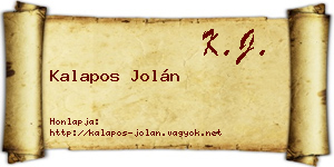 Kalapos Jolán névjegykártya