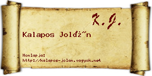 Kalapos Jolán névjegykártya