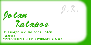 jolan kalapos business card